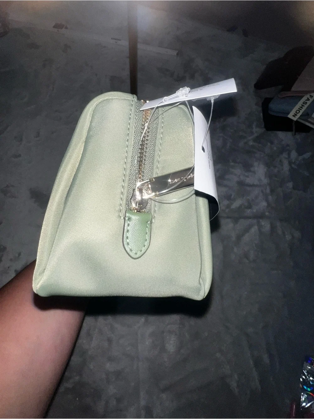 NWT Kate Spade Carter Nylon Cosmetic Pouch in Cedar Stand Green